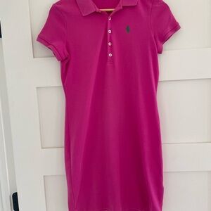 Ralph Lauren Sport Hot Pink Short Sleeve Green Pony Logo Polo Shirt Dress~SZ SP~